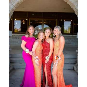 One Shoulder Sequin Prom Dresses 2025 Long Mermaid Formal Evening Gowns for Women Party Dress with Slit White Customize