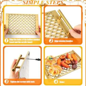 Vesici Ramadan Decorations for Home 2025 Ramadan Trays Eid Mubarak Serving Dessert Tray Islamic Muslim Plate Tray with Handle Eid Mubarak Table Party Decorations(Rectangle)