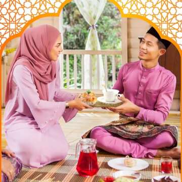 Vesici Ramadan Decorations for Home 2025 Ramadan Trays Eid Mubarak Serving Dessert Tray Islamic Muslim Plate Tray with Handle Eid Mubarak Table Party Decorations(Rectangle)