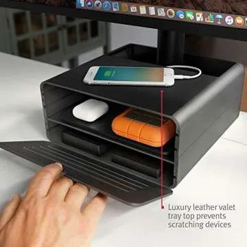Twelve South HiRise Pro for iMac/Displays/Monitors Height-Adjustable Stand w/Storage, Reversible Front + Leather Inlay