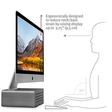 Twelve South HiRise Pro for iMac/Displays/Monitors Height-Adjustable Stand w/Storage, Reversible Front + Leather Inlay