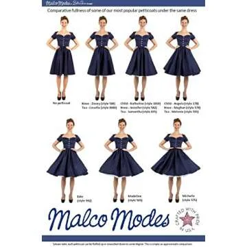 Malco Modes Melonie Luxury Crinoline Petticoat with Organza Binding & Adjustable Waist and Length for Rockabilly 50s, Everyday Wear (X-Large, Black)