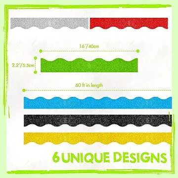 60 Feet Bulletin Board Borders, 45 Sheets Glitter Scalloped Border Trim Holiday Decoration for Schoo...