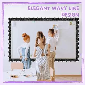 60 Feet Bulletin Board Borders, 45 Sheets Glitter Scalloped Border Trim Holiday Decoration for School, Classroom Office Party Wall Decor (6 Colors, Golden/Silvery/Red/Blue/Black/Green)