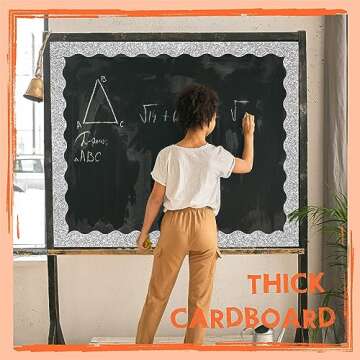 60 Feet Bulletin Board Borders, 45 Sheets Glitter Scalloped Border Trim Holiday Decoration for School, Classroom Office Party Wall Decor (6 Colors, Golden/Silvery/Red/Blue/Black/Green)