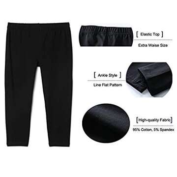 Felix & Flora 3T Girls Leggings Pack Baby Toddler Cotton School Pants(Black/White/Red)