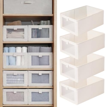 Elegant 4-Pack Linen Closet Organizers with Clear Windows for Optimal Storage Solutions