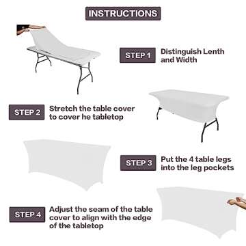 IVAPUPU 2 Pack 6FT Table Cloth for Rectangular Fitted Events - Stretch White Table Covers - Washable Spandex Spring Tablecloth - Protector for Party, Wedding, Cocktail, Banquet, Festival