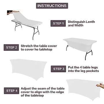 IVAPUPU 2 Pack 6FT Table Cloth for Rectangular Fitted Events - Stretch White Table Covers - Washable Spandex Spring Tablecloth - Protector for Party, Wedding, Cocktail, Banquet, Festival