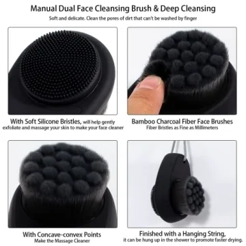 Silicone Face Cleansing Brush Set with Bamboo Bristles