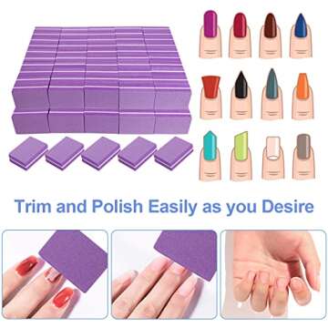 Nail Buffers (100 Pack), Mini Buffer Block Nail File for Acrylic Nails and Natural Nails, 100/180 Grit Nail Buffer Block Bulk Buffing Blocks for Nail Buff Professional Manicure File Blocks Set Purple
