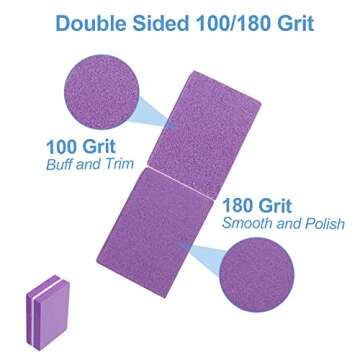 Nail Buffers (100 Pack), Mini Buffer Block Nail File for Acrylic Nails and Natural Nails, 100/180 Grit Nail Buffer Block Bulk Buffing Blocks for Nail Buff Professional Manicure File Blocks Set Purple