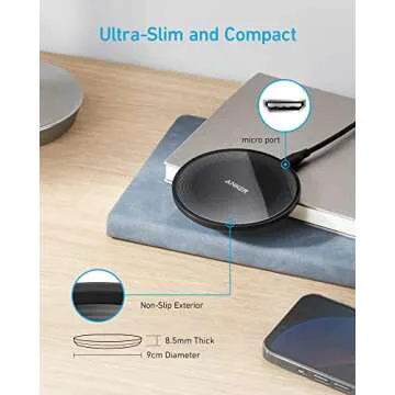 Anker 315 Wireless Charger (Pad), 10W Max Fast Charging - Compatible with iPhone 15/14/13 Series, Samsung S22, AirPods, Samsung Buds, Google Buds, and More - Wall Charger Not Included
