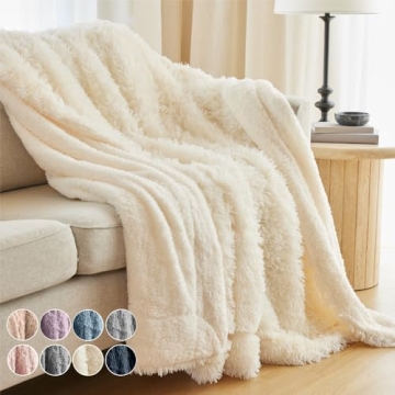 The Connecticut Home Co Bedding Blanket, Twin 80x60, Soft Plush Shag and Sherpa, Warm Throws for Bed...