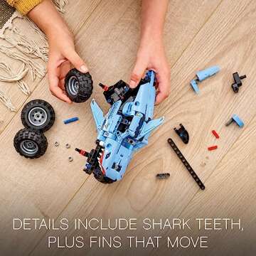 LEGO Technic Monster Jam Megalodon Building Set, 2 in 1 Pull Back Shark Truck to Lusca Low Racer Car Toy, DIY Building Toy Ideas for Outdoor Play for Kids, Boys, and Girls Ages 7 and Up, 42134