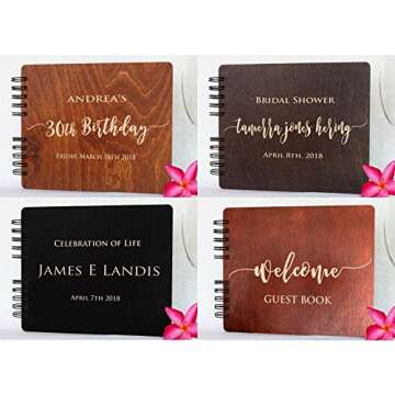 Wooden Rustic Guest Book 11" x 8.5" : Made in USA (Customize Inside Pages, Front Cover Custom Engraved)