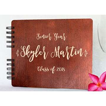 Wooden Rustic Guest Book 11" x 8.5" : Made in USA (Customize Inside Pages, Front Cover Custom Engraved)
