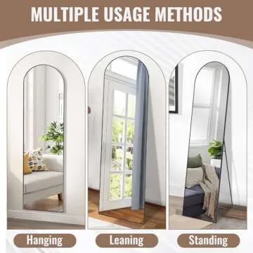 NEWBULIG 59"x16" Full Length Floor Mirror,Wall Mounted Mirror Hanging or Leaning, Arched Floor Mirror for Living Room Cloakroom,Black-Arched