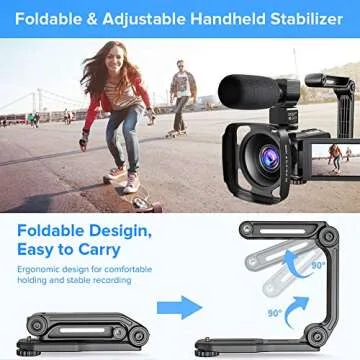 Video Camera Camcorder 2.7K Ultra HD YouTube Vlogging Camera 36MP IR Night Vision Digital Camera Recorder 16X Digital Zoom 3 inch IPS Touch Screen Video Camcorder with Microphone Handheld Stabilizer