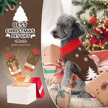 PETCARE Brown Reindeer Dog Sweater Christmas Dog Sweaters Vest Ugly Snow Xmas Puppy Costume Pet Holiday Warm Fall Winter Clothes for Small Medium Large Dogs Cats Pullover Sweaters Outfits,Medium