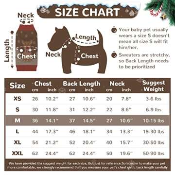 PETCARE Brown Reindeer Dog Sweater Christmas Dog Sweaters Vest Ugly Snow Xmas Puppy Costume Pet Holiday Warm Fall Winter Clothes for Small Medium Large Dogs Cats Pullover Sweaters Outfits,Medium