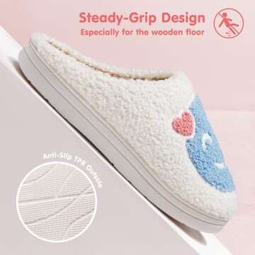 ATHMILE Smiley Face Cozy Slippers for Indoor Comfort
