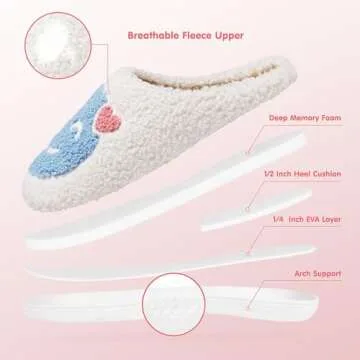 ATHMILE Smiley Face Cozy Slippers for Indoor Comfort