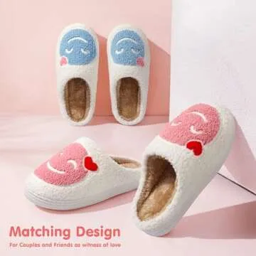 ATHMILE Smiley Face Cozy Slippers for Indoor Comfort