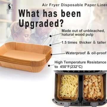 Air Fryer Liner Rectangular for Ninja Foodi Dual Basket 8QT 10QT, Bella Air Fryer Accessories, Air F...