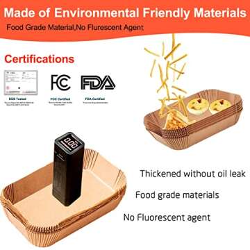 Air Fryer Liner Rectangular for Ninja Foodi Dual Basket 8QT 10QT, Bella Air Fryer Accessories, Air Fryer Liners 4 qt Rectangle, 125Pcs Parchment Paper liners for DZ201,DZ401, FG551