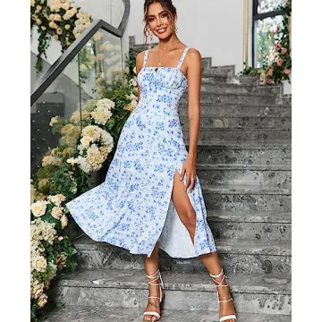 Elegant Floral Midi Corset Dress for Summer Events