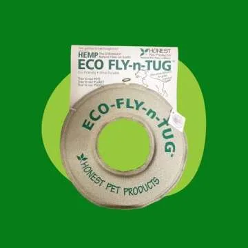 Honest Pet Products Eco-Fly-N-Tug Dog Frisbee - Handmade in USA with Natural Hemp Canvas & Wool - Eco-Friendly Frisbee Dog Toy & Tug of War Toy - Safe Ink, Small 6" x 6" x 0.25"