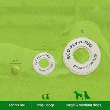 Honest Pet Products Eco-Fly-N-Tug Dog Frisbee - Handmade in USA with Natural Hemp Canvas & Wool - Eco-Friendly Frisbee Dog Toy & Tug of War Toy - Safe Ink, Small 6" x 6" x 0.25"