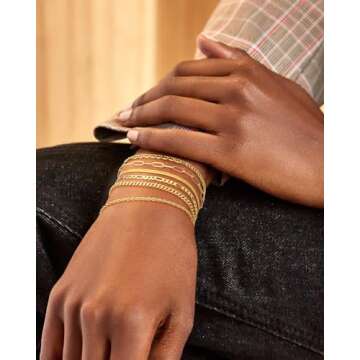 SUPNEER 6 inch Gold Bracelets for Women 6 Pcs Small Dainty Gold Bracelet Stack for Teen Adjustable 14k Gold Plated Cute Stackable Link Chain Bracelets Set for Daughter Non Tarnish Trendy Jewelry