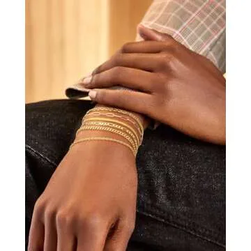 SUPNEER 6 inch Gold Bracelets for Women 6 Pcs Small Dainty Gold Bracelet Stack for Teen Adjustable 14k Gold Plated Cute Stackable Link Chain Bracelets Set for Daughter Non Tarnish Trendy Jewelry