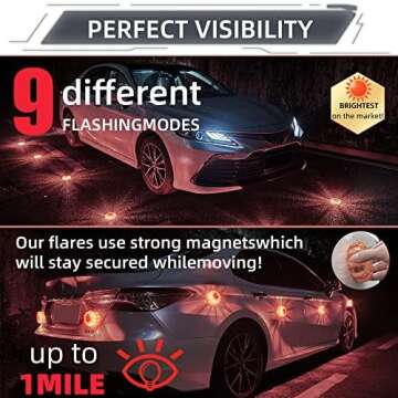 DK-WINER LED Road Flares 6Pack Emergency Roadside Safety Kit with 9 Flash Modes