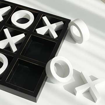 FUIN Wood Tic Tac Toe Board Game for Home Decor