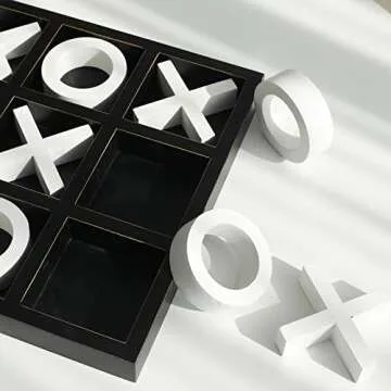 FUIN Wood Tic Tac Toe Board Game for Home Decor