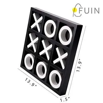 FUIN Wood Tic Tac Toe Board Game for Home Decor