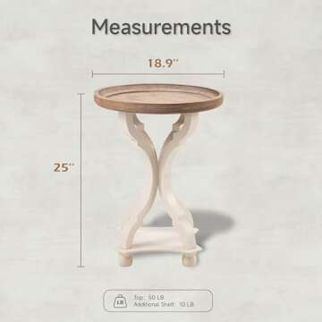 COZAYH Rustic Farmhouse Cottagecore Accent End Table, Natural Tray Top Side Table Nightstand for Fam...