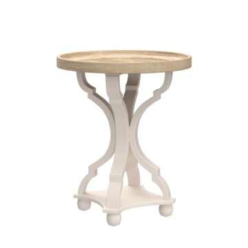 COZAYH Rustic Farmhouse Cottagecore Accent End Table, Natural Tray Top Side Table Nightstand for Family, Dinning or Living Room, Handcrafted Finish, Modern, Concave Legs