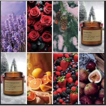 Candles for Home Scented,6Pack Soy Wax Candle Sets,Aromatherapy Candle Gift Set for Women,150 Hours Long Burn Time, Amber Jar Candle Candles Gift for Birthday