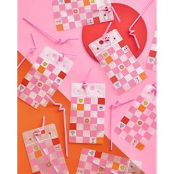 xo, Fetti Pink Checkered Drink Pouches - Fun for All Occasions