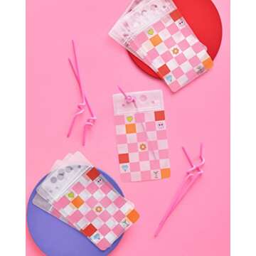 xo, Fetti Pink Checkered Drink Pouches - Fun for All Occasions