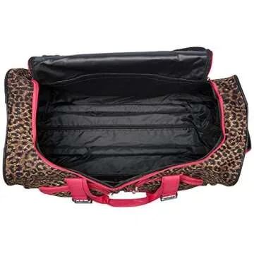 Rockland Rolling Duffel Bag, PINKLEOPARD, 22"