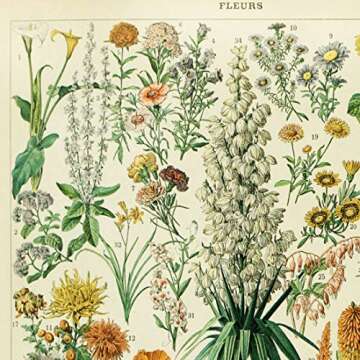 Meishe Art Vintage Poster Print Floral Flowers Botanical Collections Educational Identification Refe...