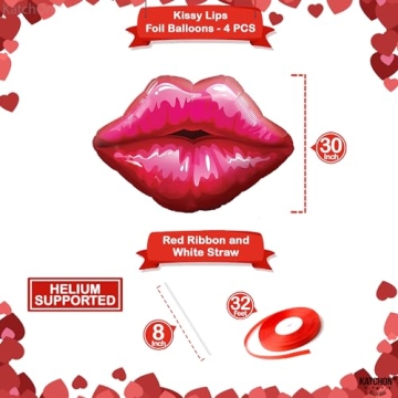 KatchOn 30 Inch Red Lips Balloons - Party Decorations