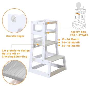 SDADI Mother's Helper Adjustable Height Plastic Kitchen Step Stool for Children, Kids Toddlers Count...
