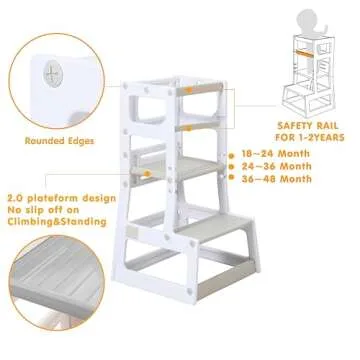 SDADI Mother's Helper Adjustable Height Plastic Kitchen Step Stool for Children, Safe Learning Stool...