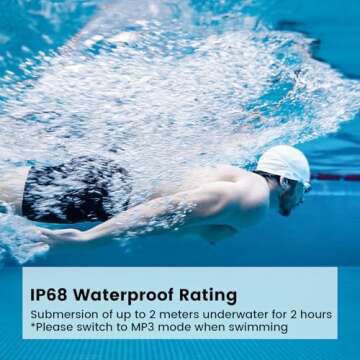 mojawa Run Plus Bone Conduction Headphones - IP68 Waterproof, Bluetooth, 32GB MP3 for Active Lifesty...